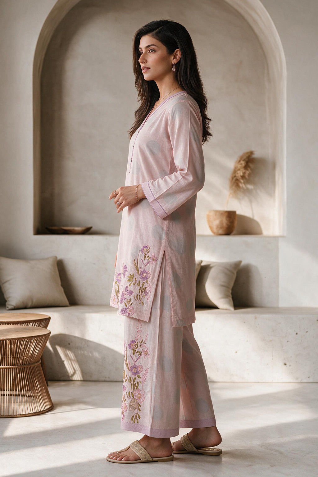 Embroidered Kurta Trouser - 3646