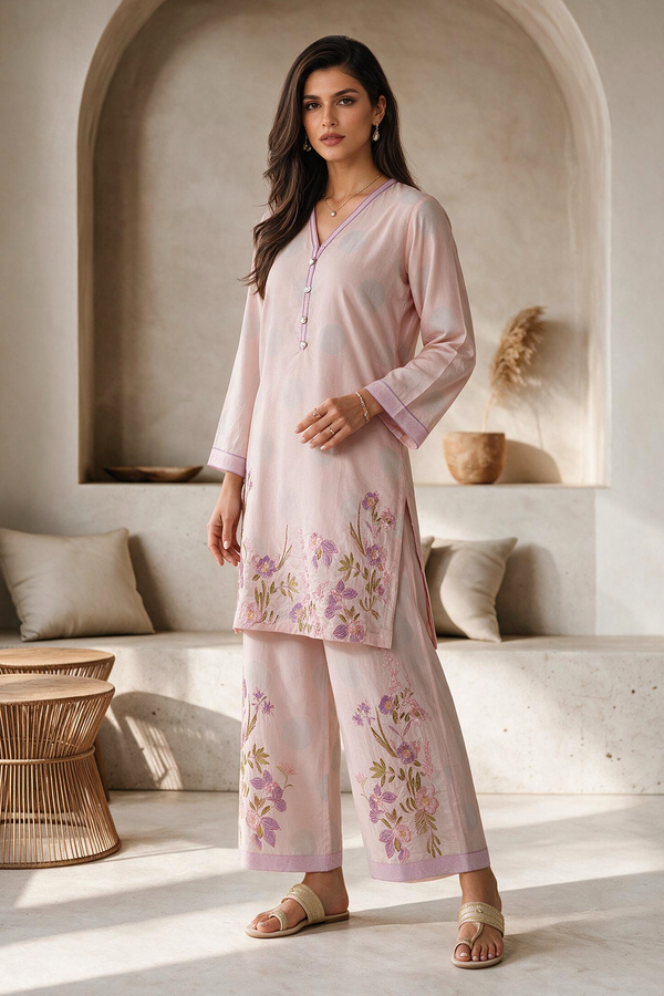 Embroidered Kurta Trouser - 3646