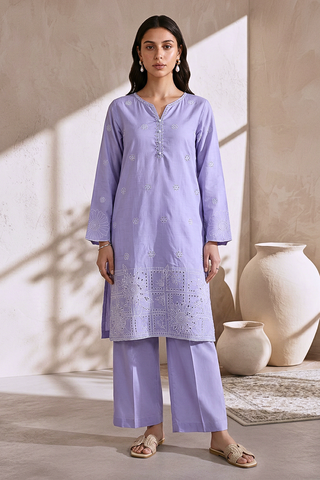 Embroidered Kurta Trouser - 3701