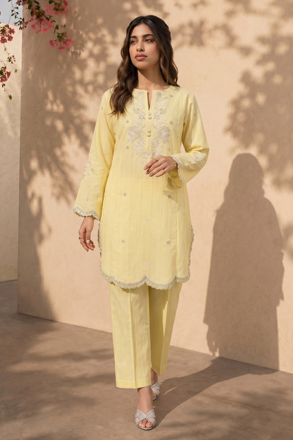 Embroidered Kurta Trouser - 3707