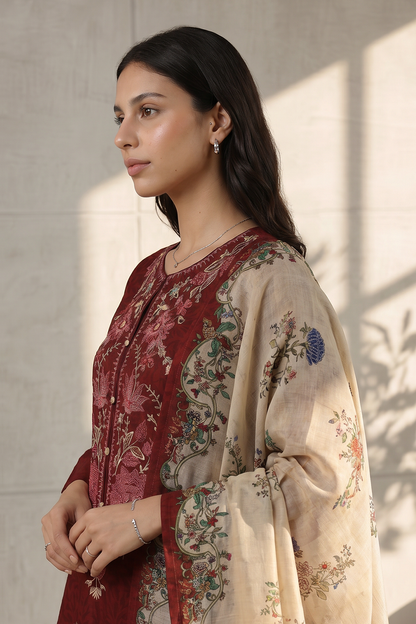 Embroidered Kurta Dupatta Trouser - 1957