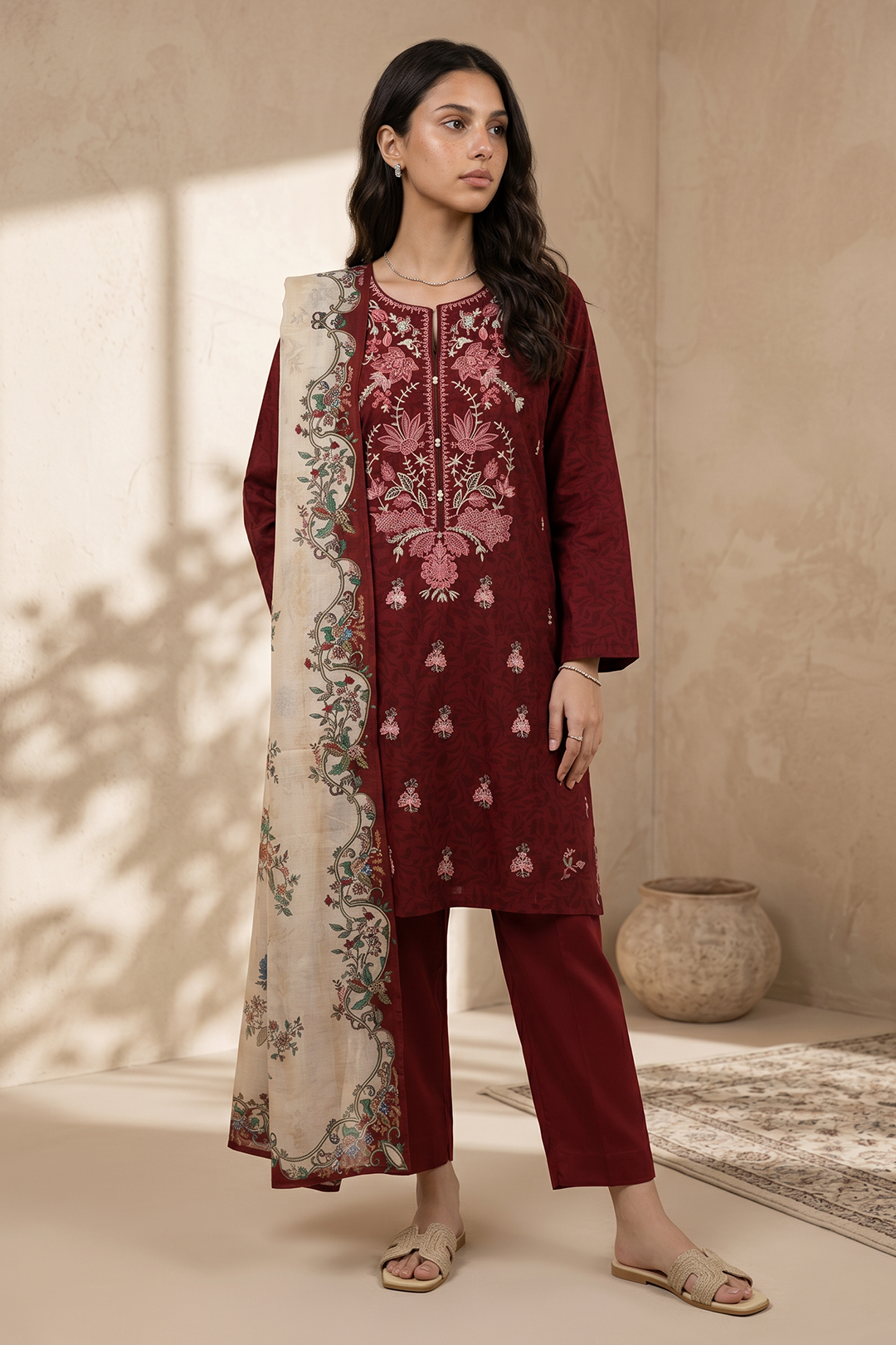 Embroidered Kurta Dupatta Trouser - 1957