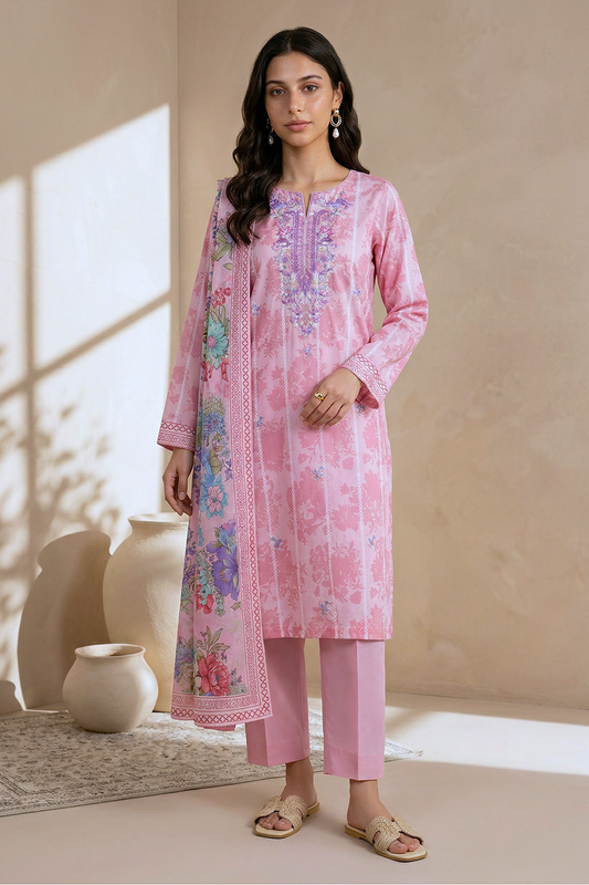 Embroidered Kurta Dupatta Trouser - 1960