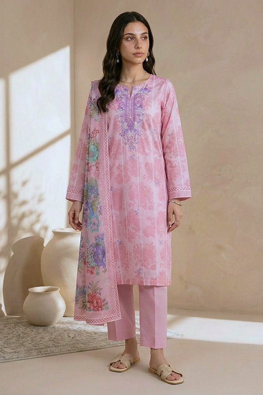 Embroidered Kurta Dupatta Trouser - 1960