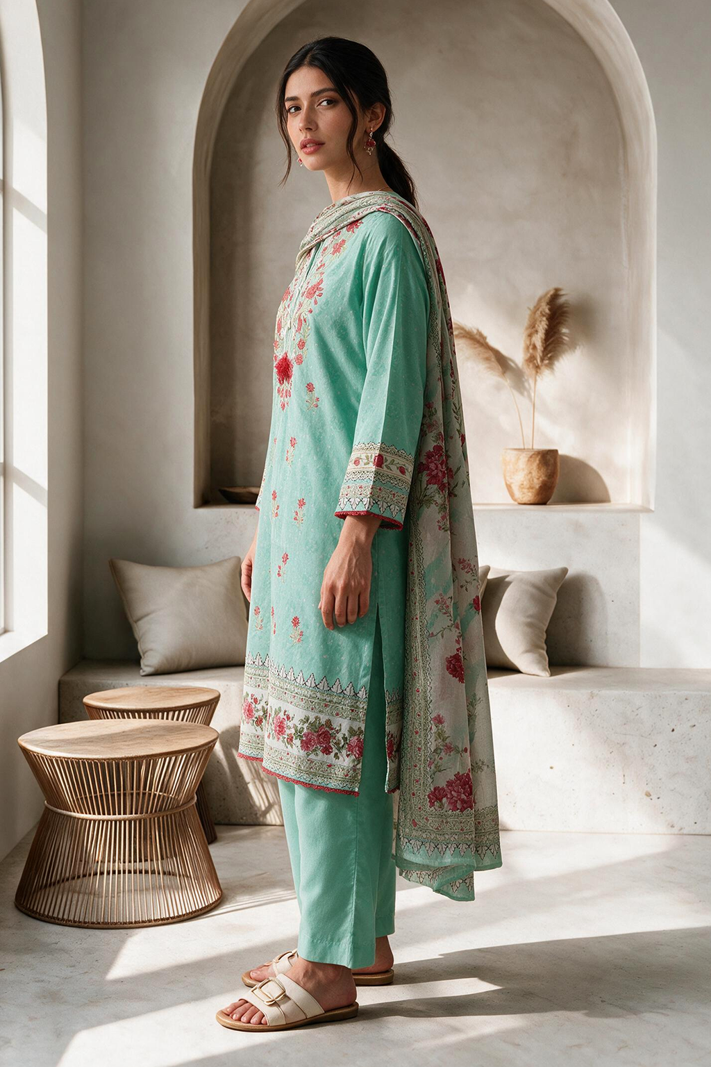 Embroidered Kurta Dupatta Trouser - 1961