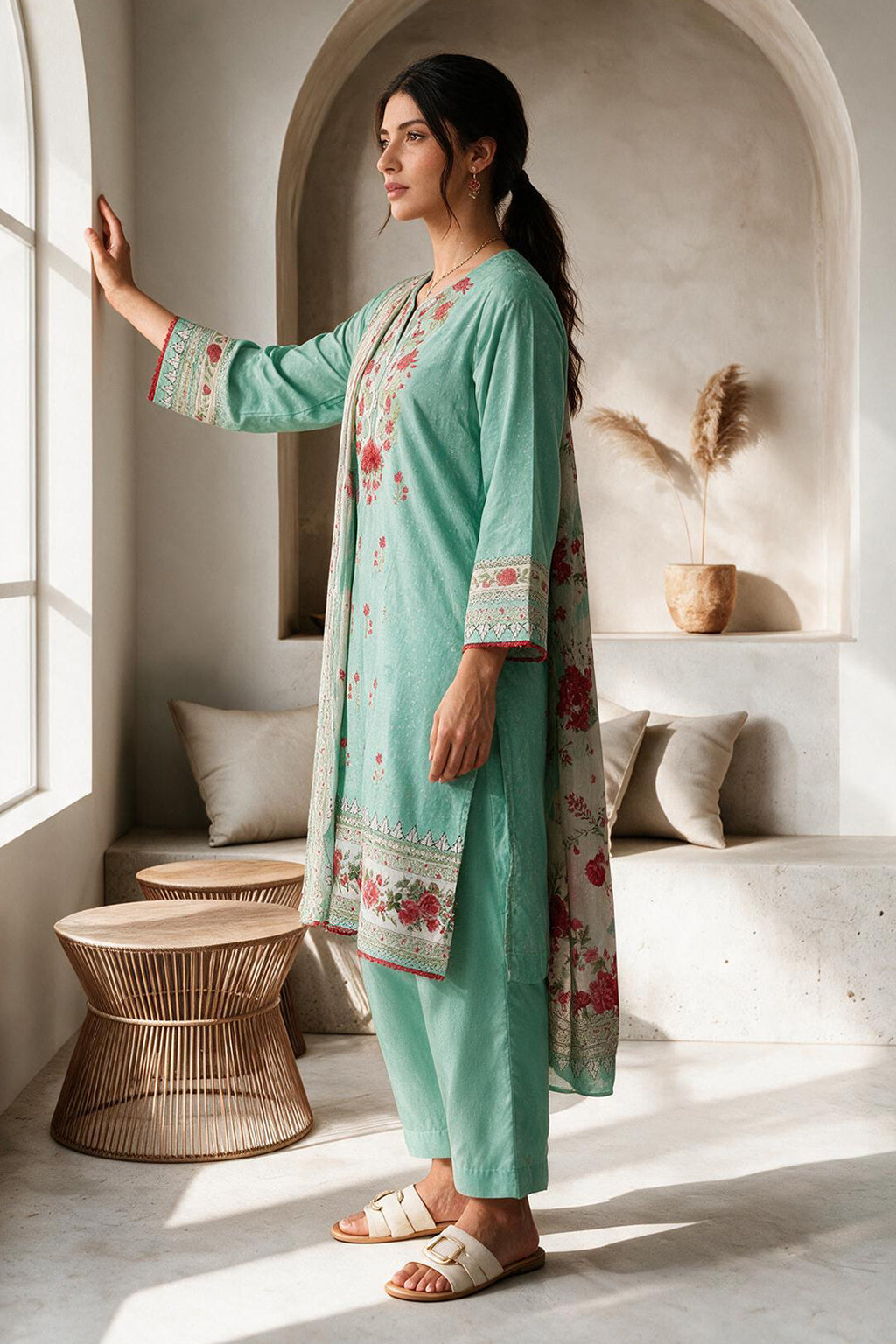 Embroidered Kurta Dupatta Trouser - 1961