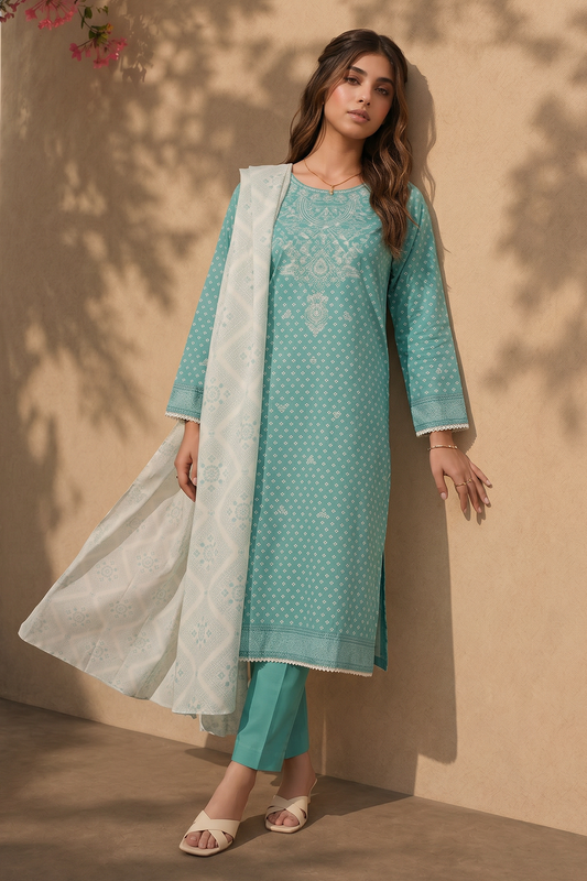 Embroidered Kurta Dupatta Trouser - 1962