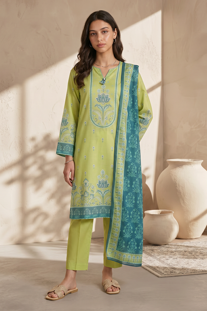【新品】neru design kozara BRUNT LILY olive② Kurta Dupatta Trouser - 2174
