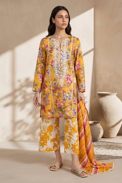 Embroidered Kurta Dupatta Trouser - 2187