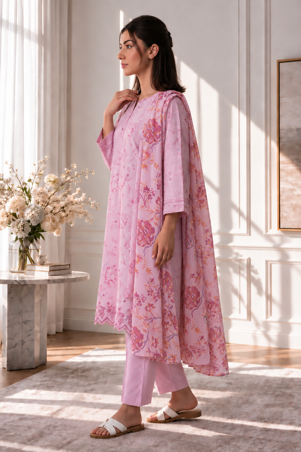 Embroidered Kurta Dupatta Trouser - 2188