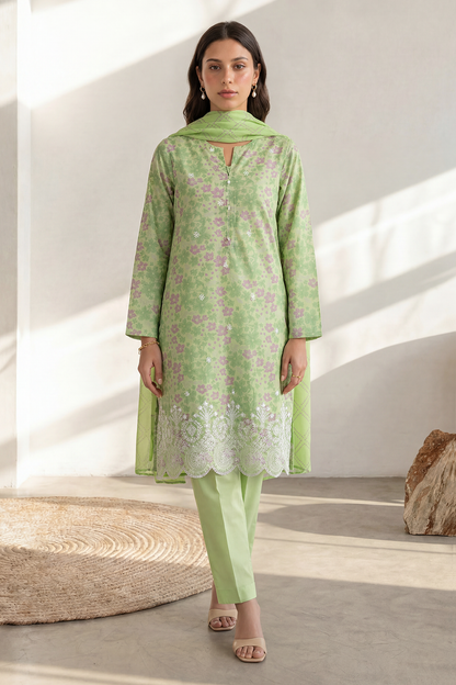 Embroidered Kurta Dupatta Trouser - 2190