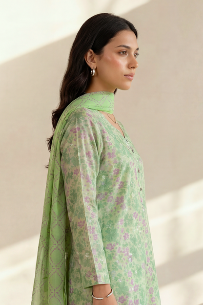 Embroidered Kurta Dupatta Trouser - 2190
