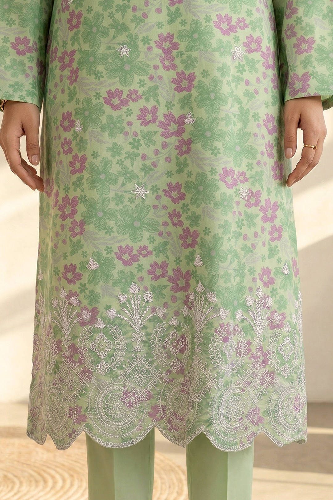 Embroidered Kurta Dupatta Trouser - 2190