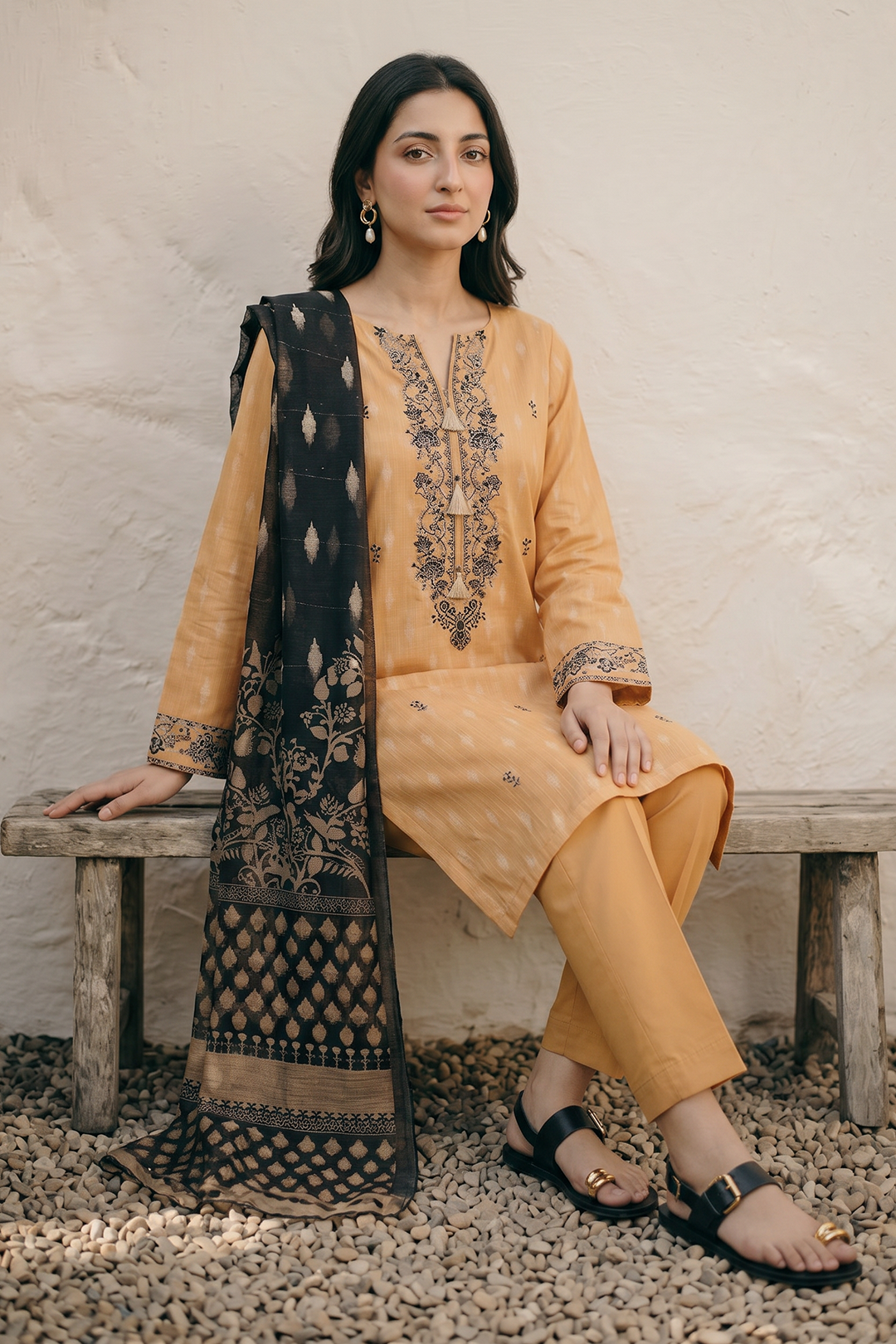 Embroidered Kurta Dupatta Trouser - 2194