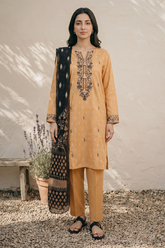 Embroidered Kurta Dupatta Trouser - 2194