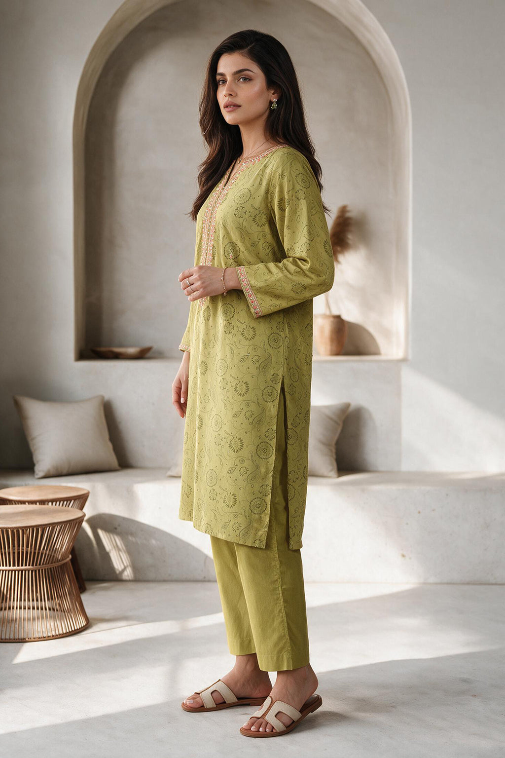 Embroidered Kurta Dupatta Trouser - 2196
