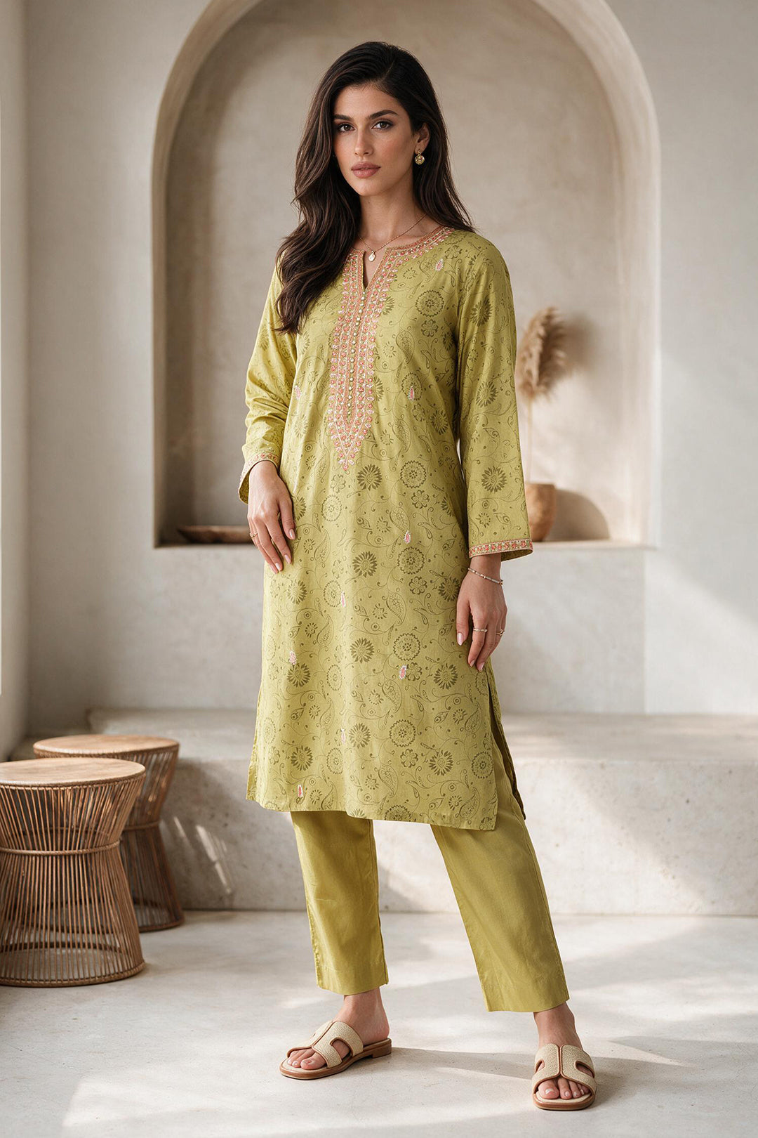 Embroidered Kurta Dupatta Trouser - 2196