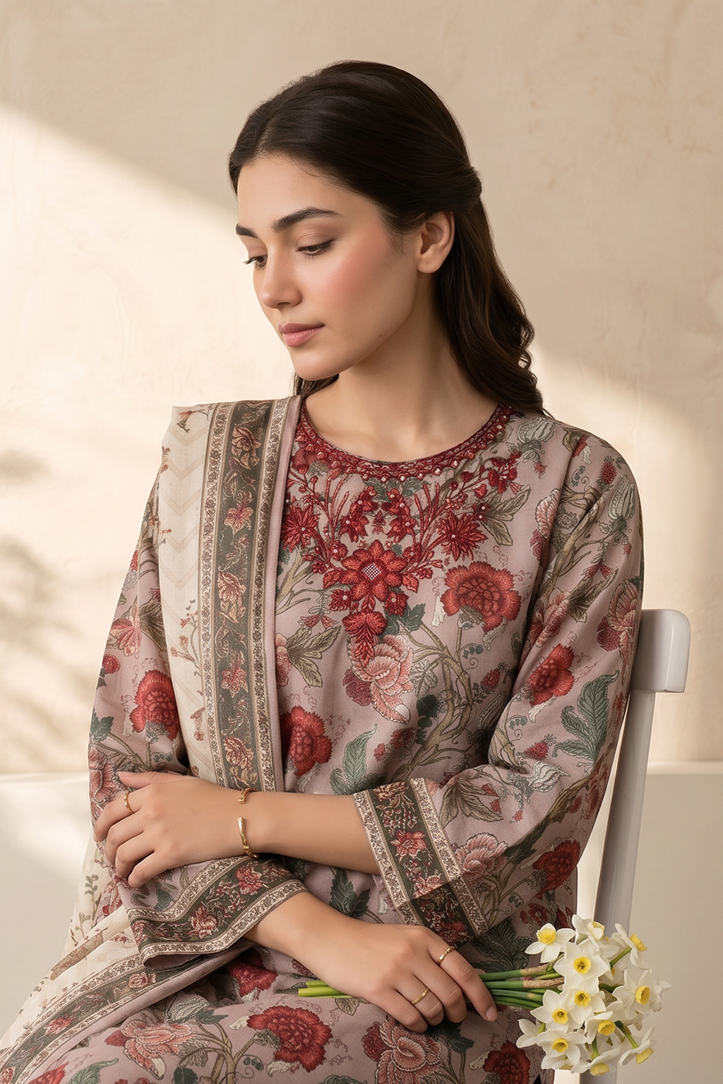 Embroidered Kurta Dupatta Trouser - 2197