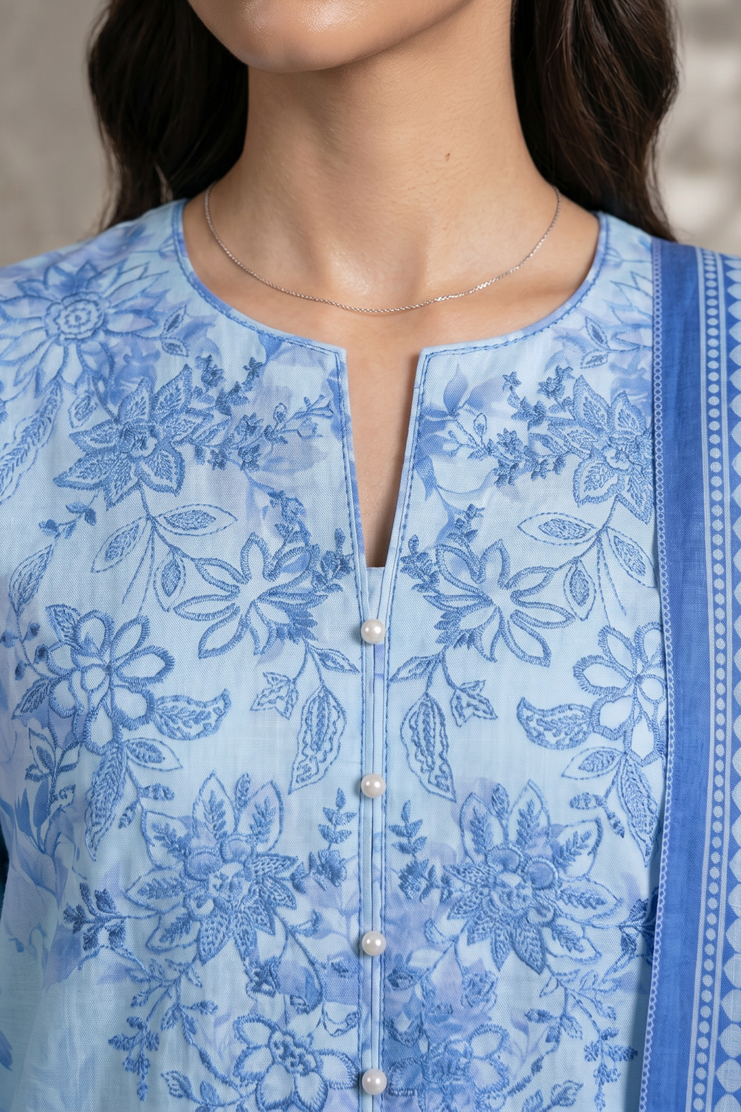 Embroidered Kurta Dupatta Trouser - 2198