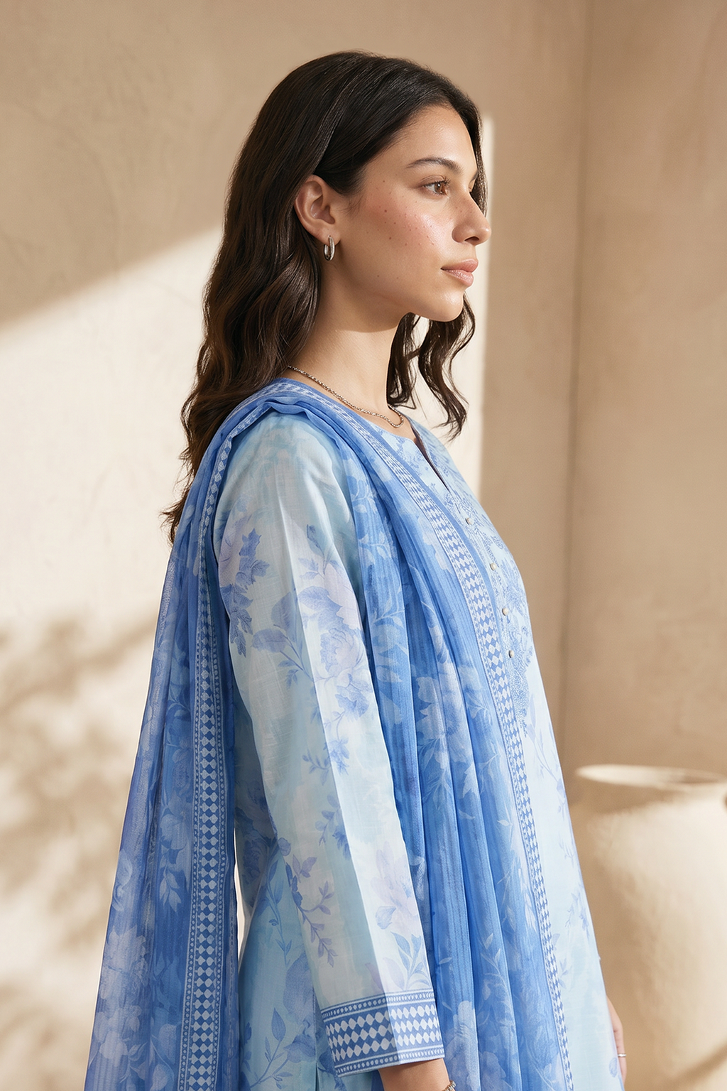Embroidered Kurta Dupatta Trouser - 2198