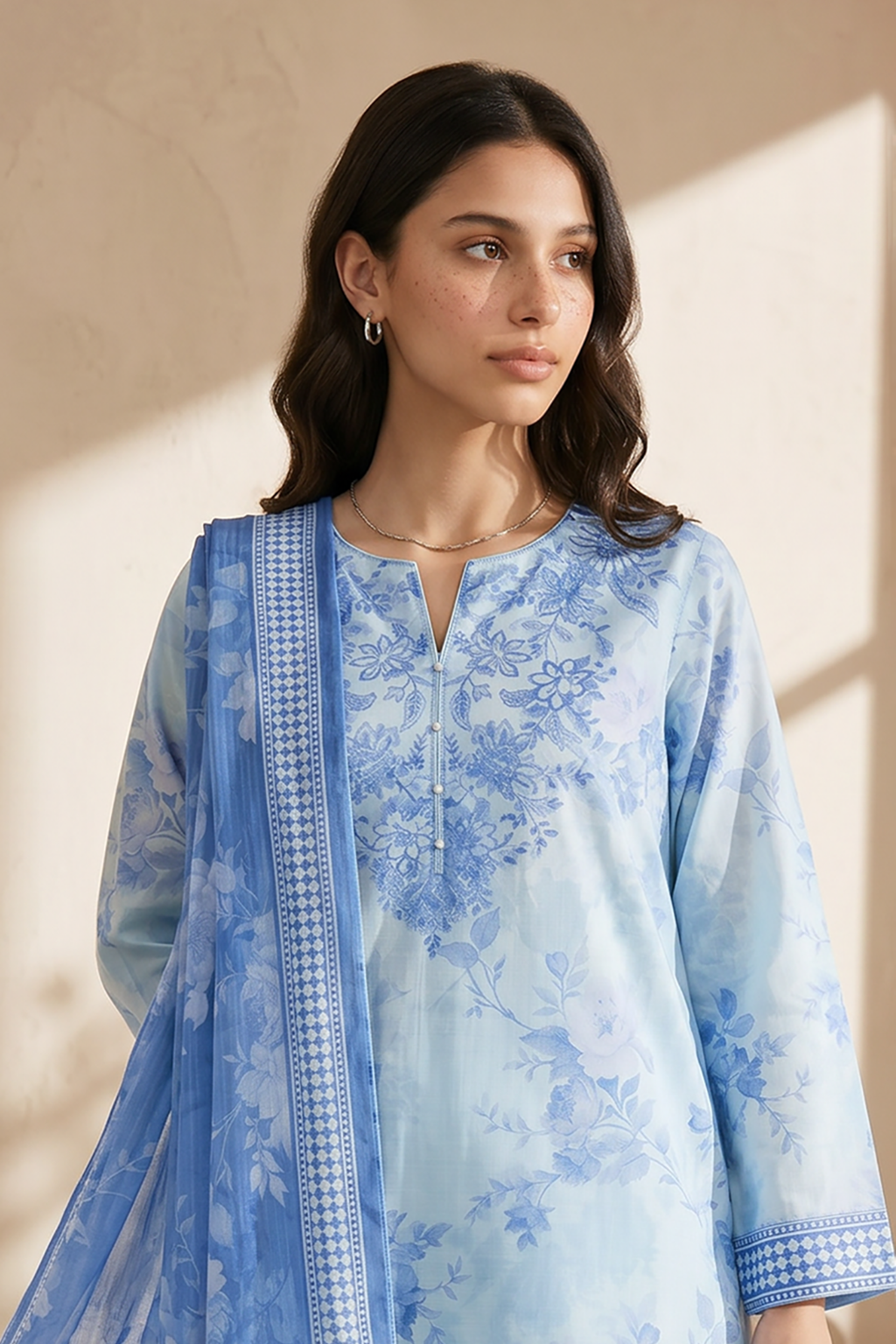 Embroidered Kurta Dupatta Trouser - 2198