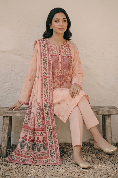 Embroidered Kurta Dupatta Trouser - 2200