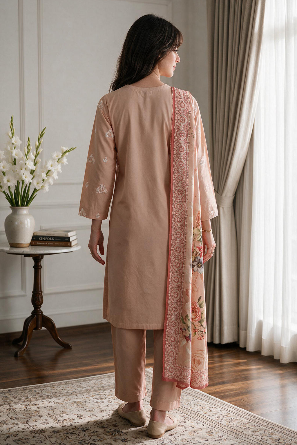 Embroidered Kurta Dupatta Trouser - 2203