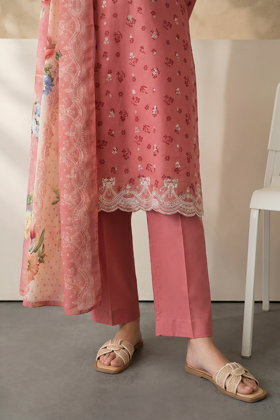 Embroidered Kurta Dupatta Trouser - 2209