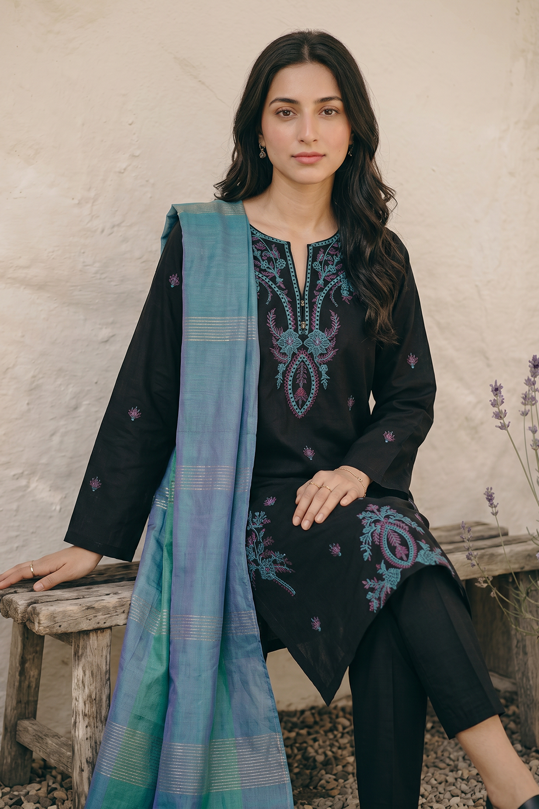 Embroidered Kurta Dupatta Trouser - 2210