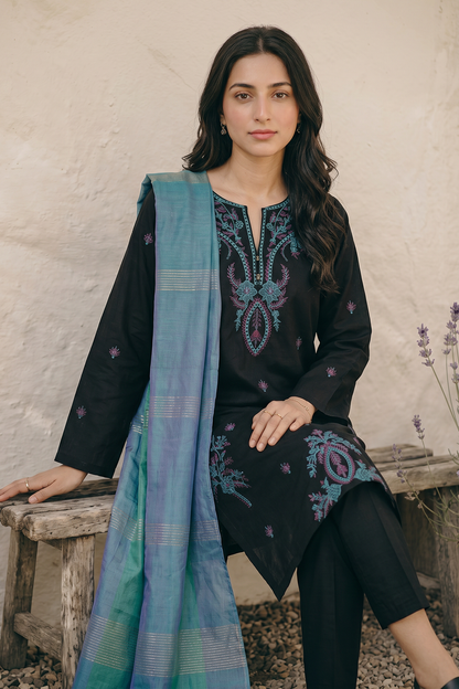 Embroidered Kurta Dupatta Trouser - 2210