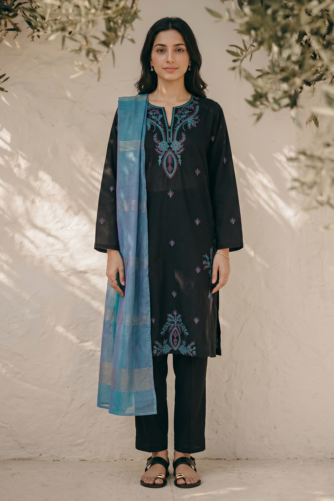 Embroidered Kurta Dupatta Trouser - 2210
