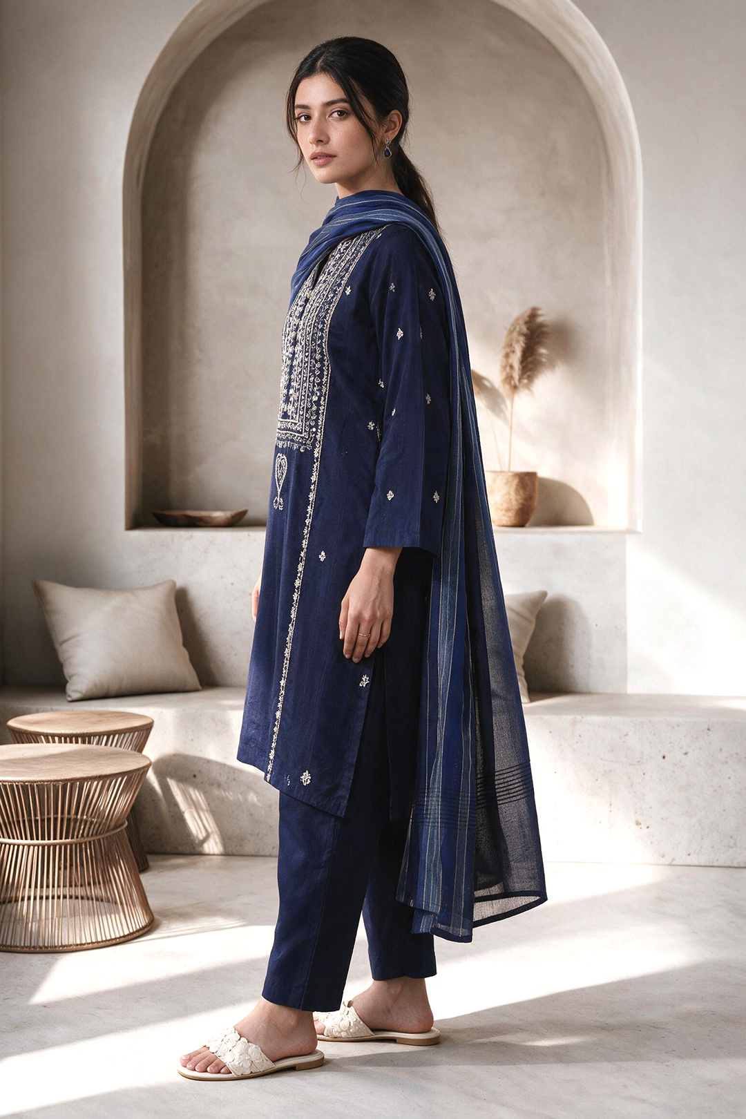 Embroidered Kurta Dupatta Trouser - 2211