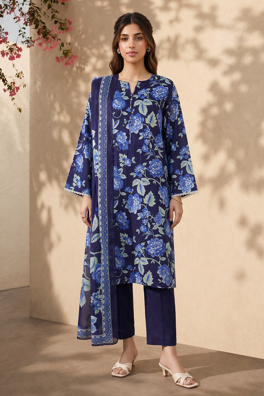 Embroidered Kurta Dupatta Trouser - 2455