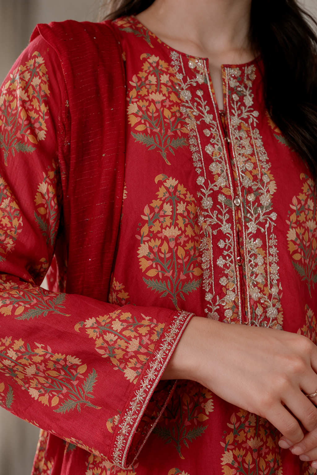 Embroidered Kurta Dupatta Trouser - 2506