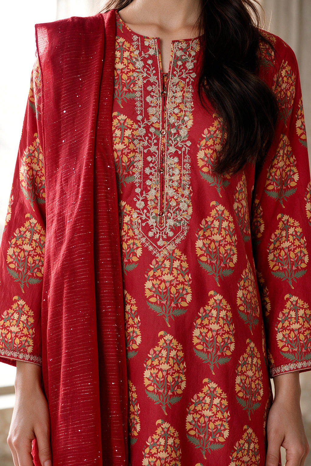 Embroidered Kurta Dupatta Trouser - 2506