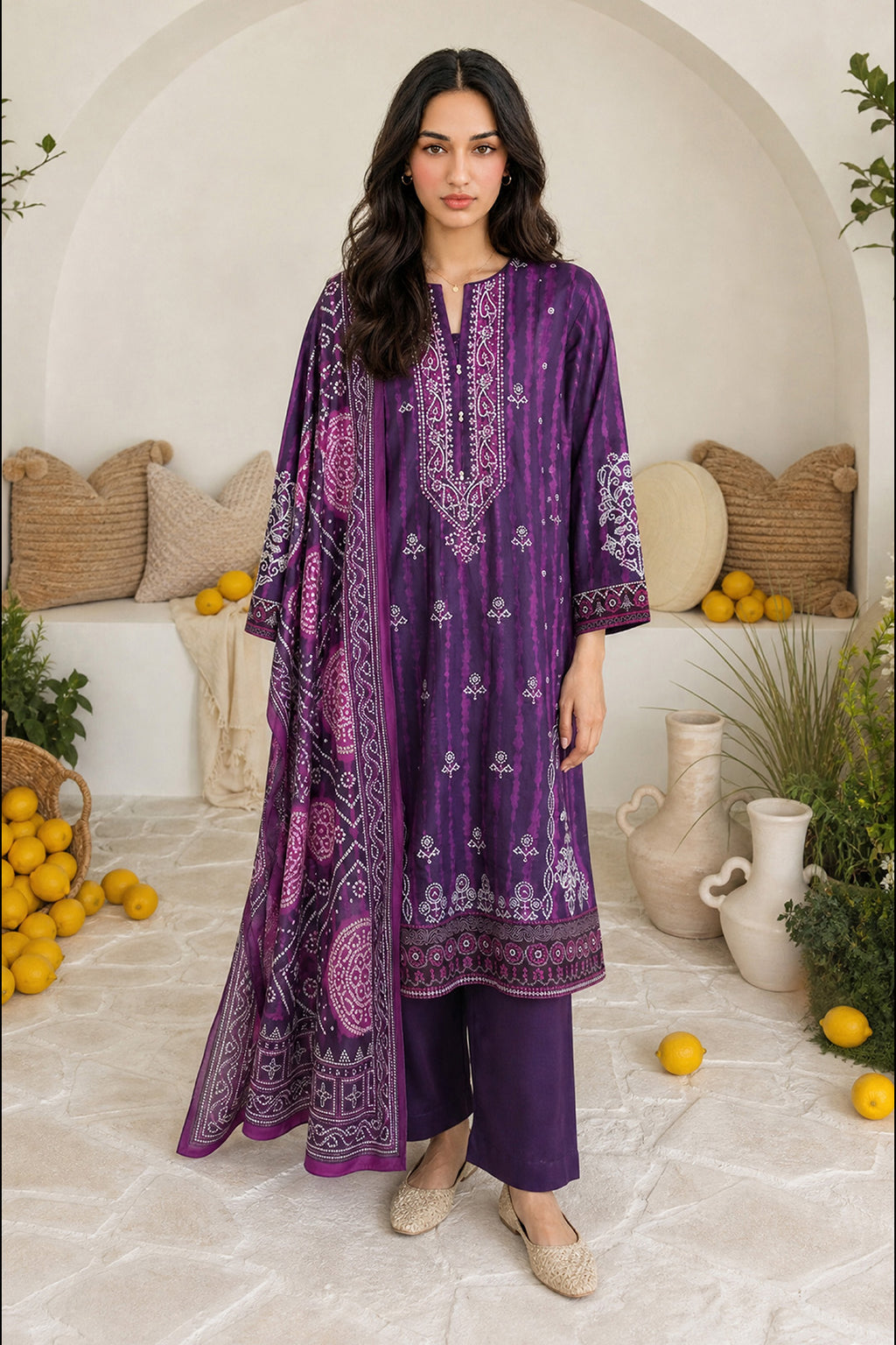 Embroidered Kurta Dupatta Trouser - 2509
