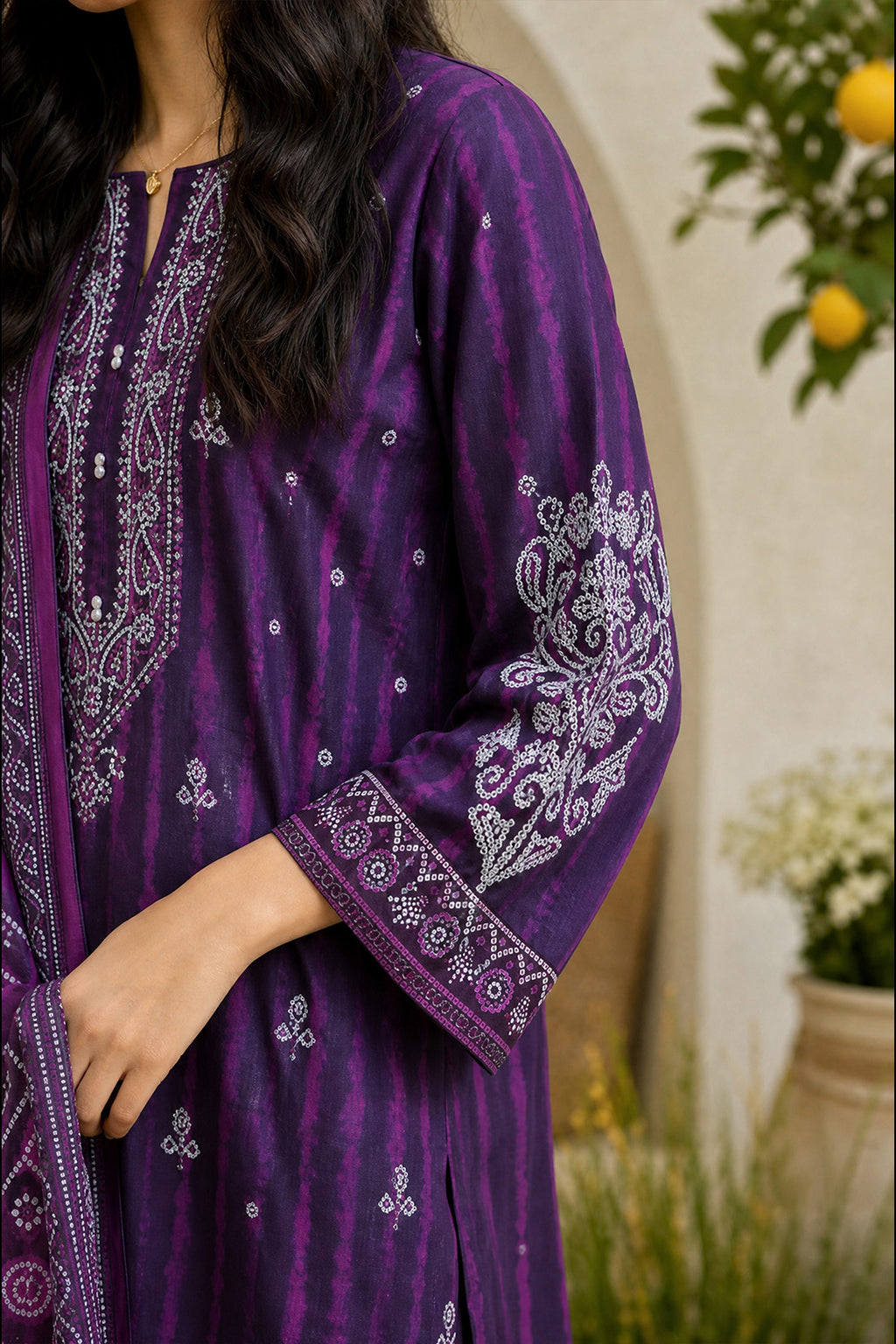 Embroidered Kurta Dupatta Trouser - 2509