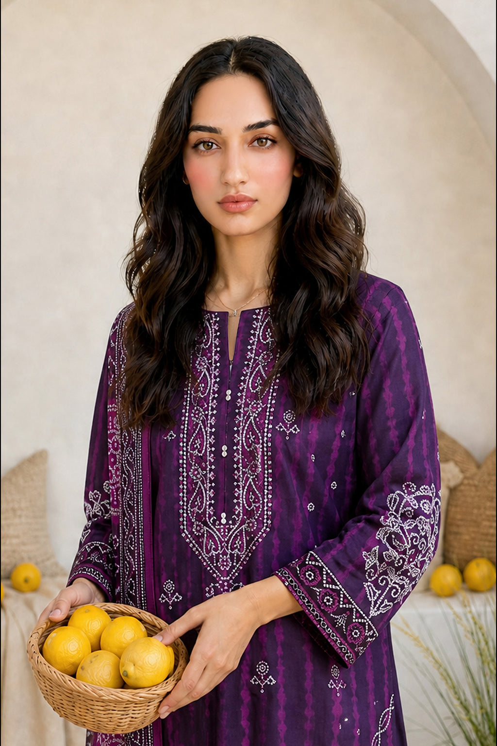 Embroidered Kurta Dupatta Trouser - 2509