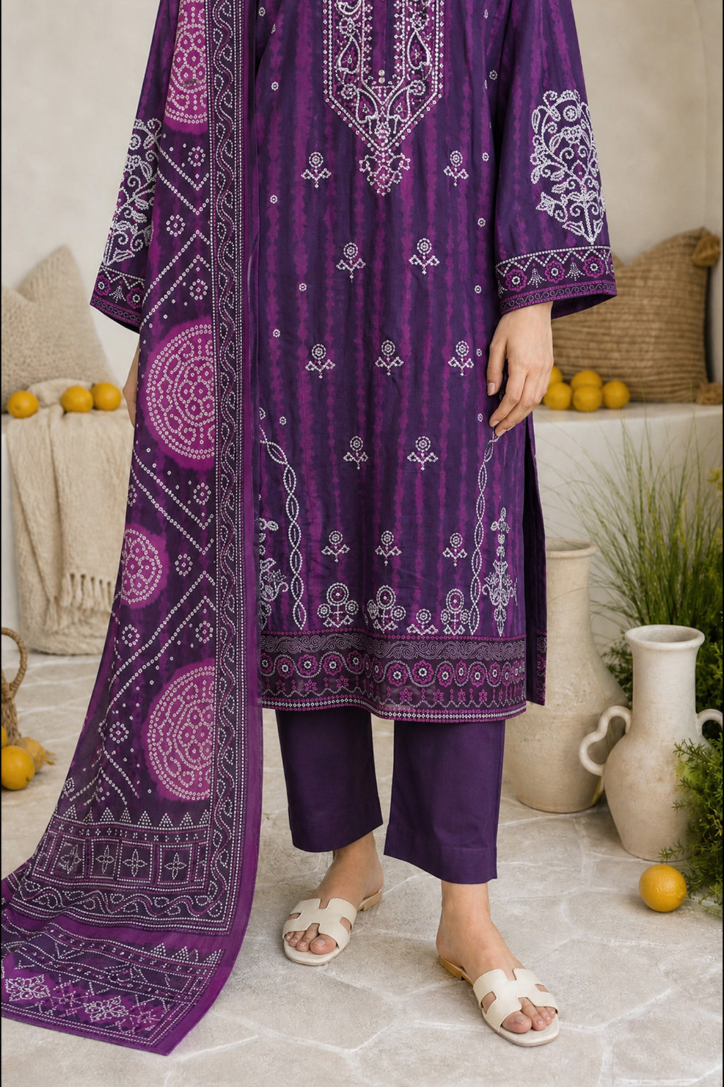 Embroidered Kurta Dupatta Trouser - 2509