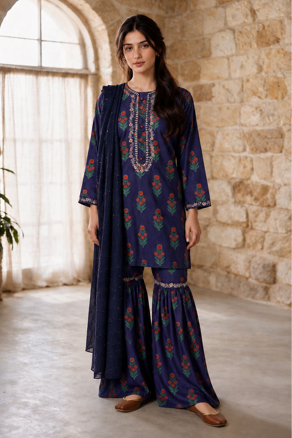 Embroidered Kurta Dupatta Trouser - 2510