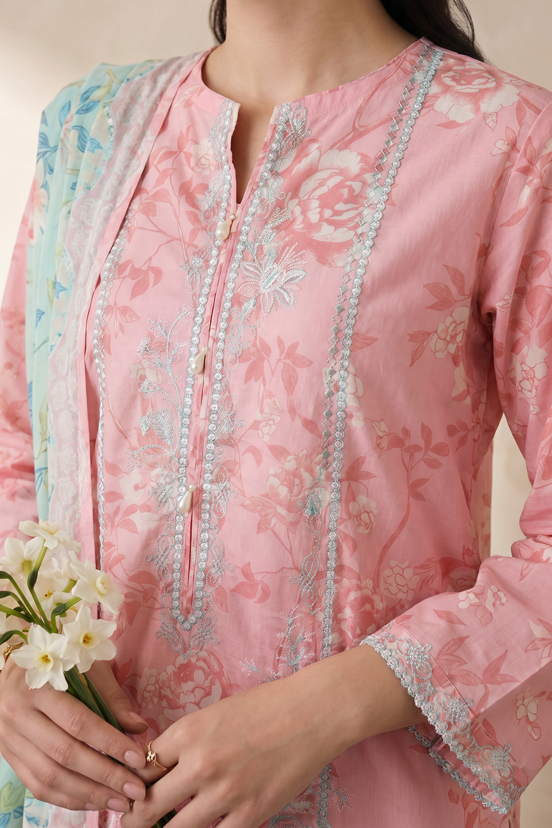 Embroidered Kurta Dupatta Trouser - 2512