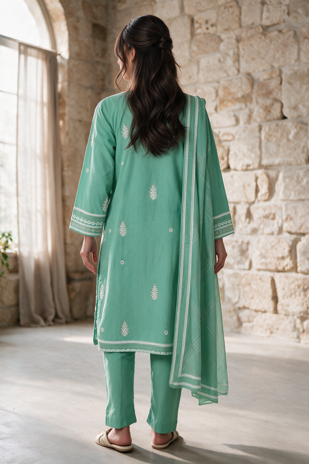 Embroidered Kurta Dupatta Trouser - 2518