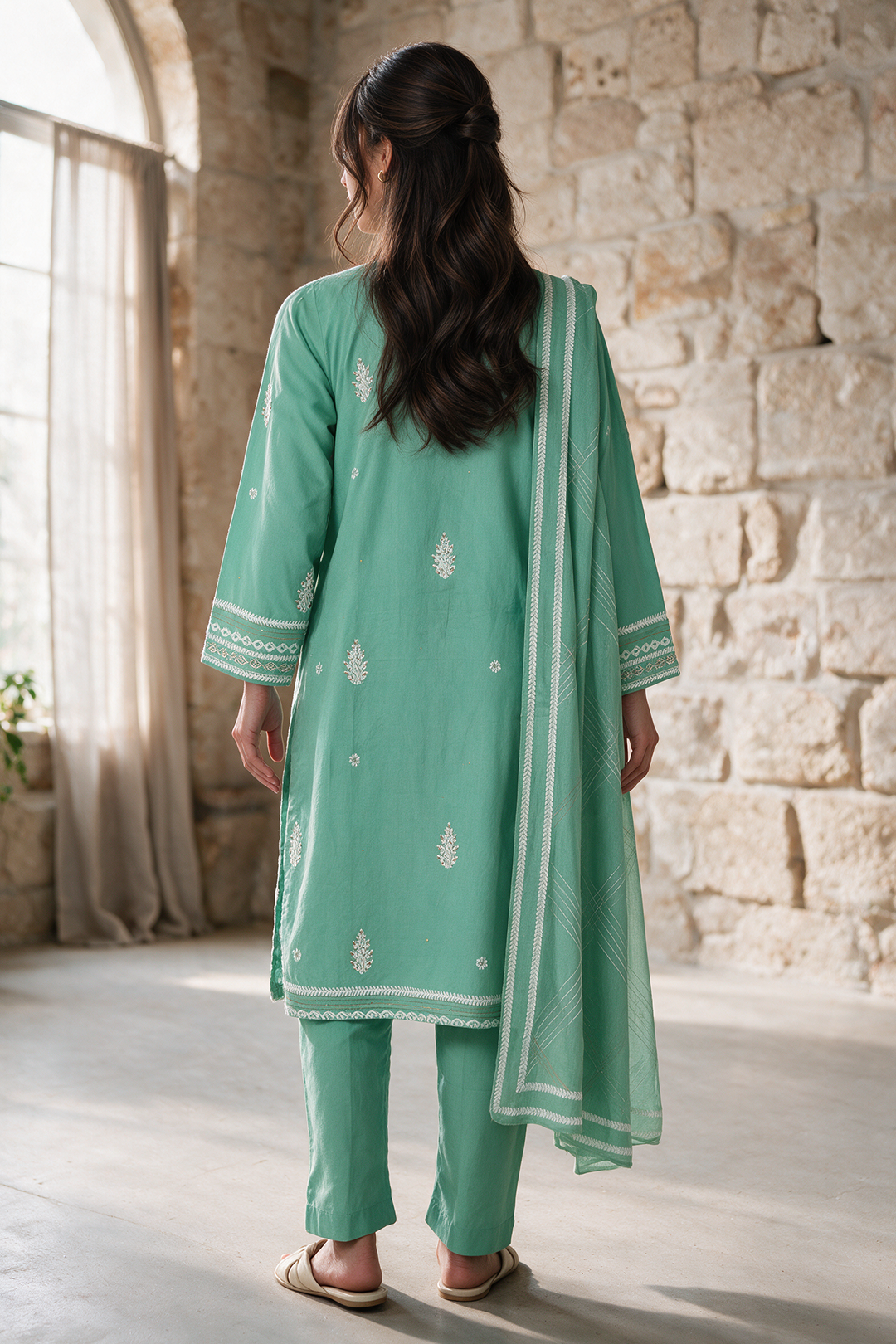Embroidered Kurta Dupatta Trouser - 2518