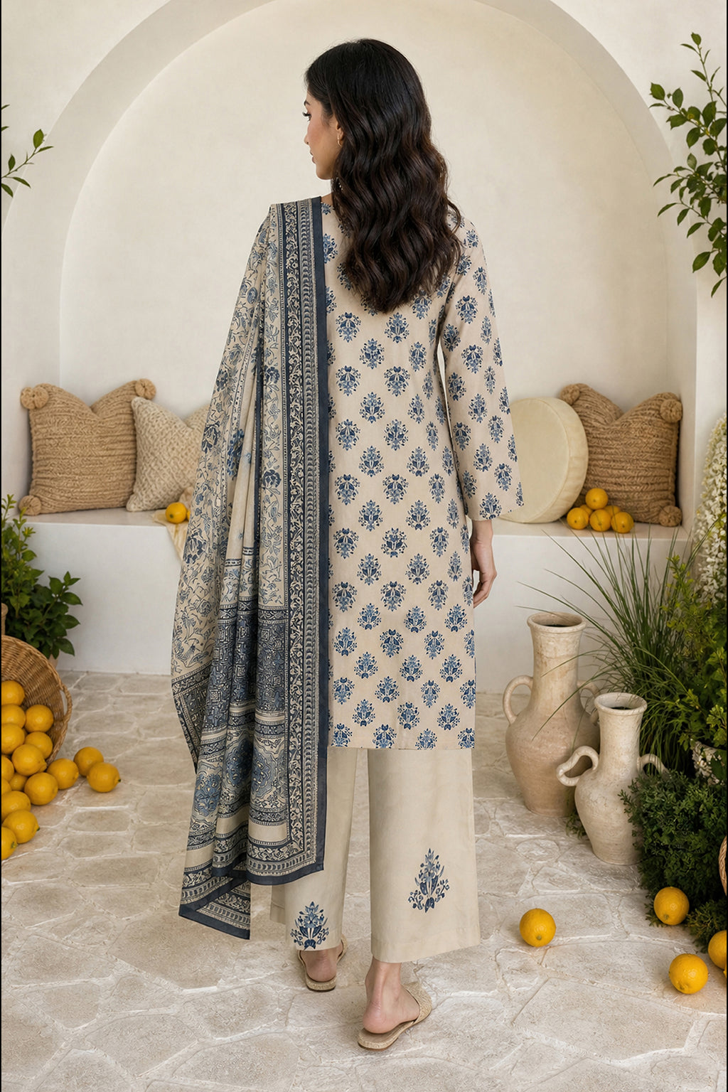 Embroidered Kurta Dupatta Trouser - 2519