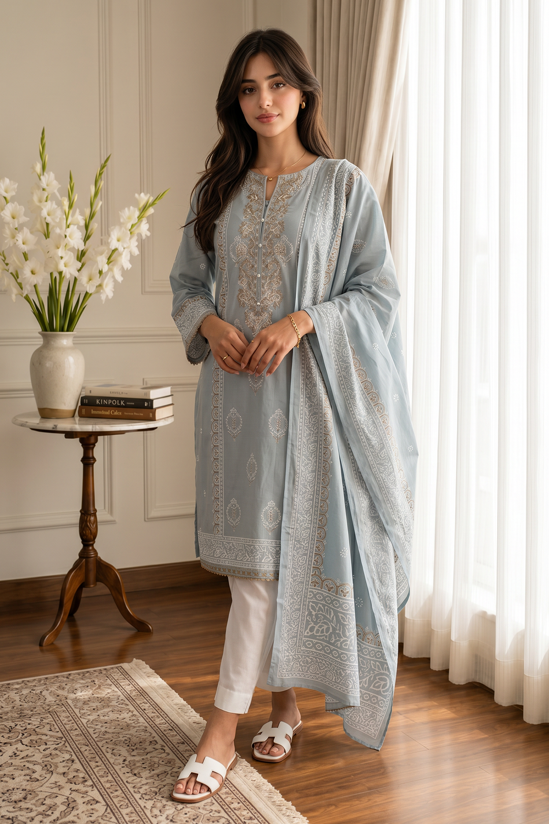 Embroidered Kurta Dupatta Trouser - 2520
