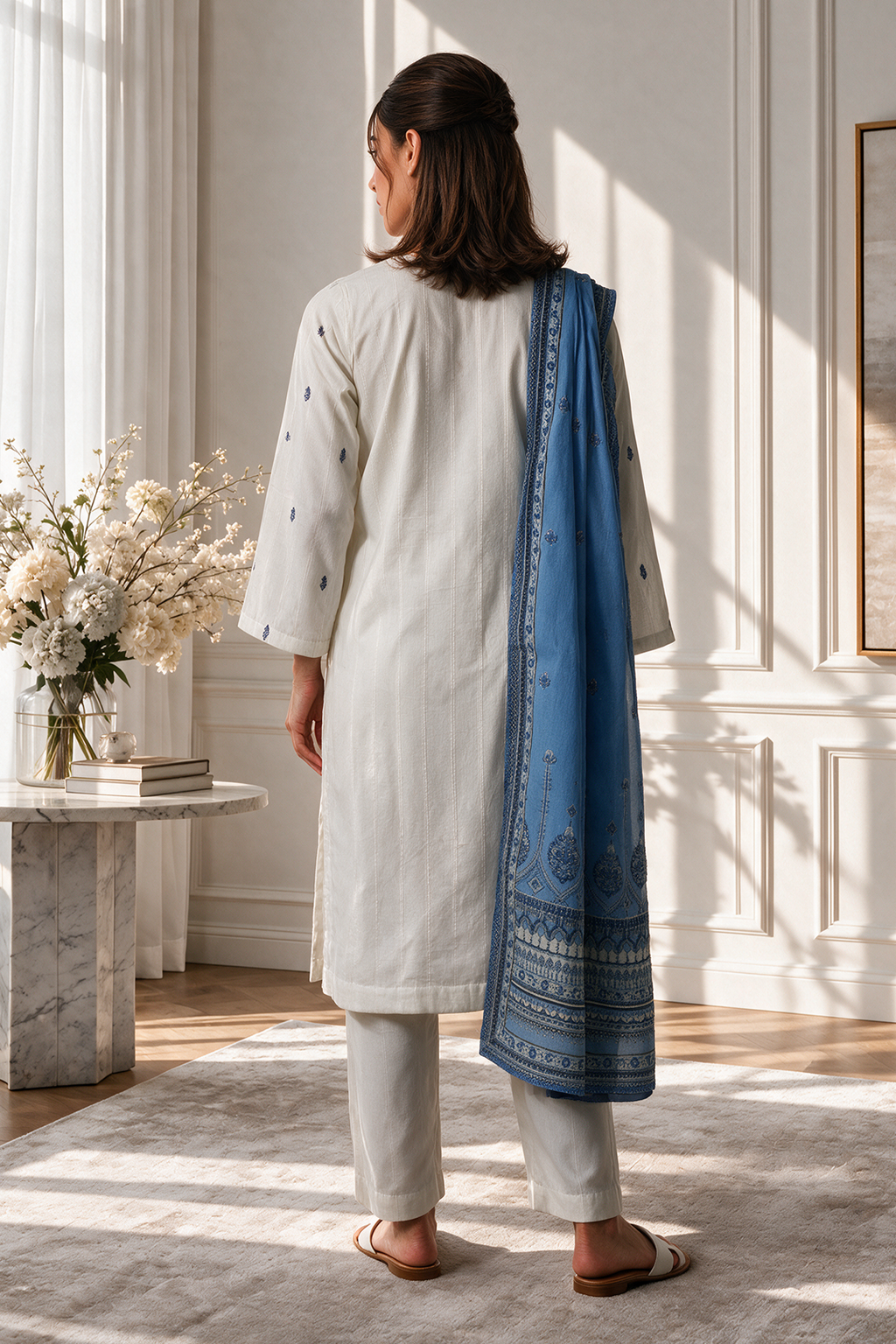 Embroidered Kurta Dupatta Trouser - 2525