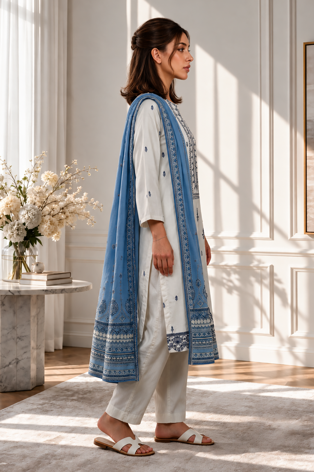 Embroidered Kurta Dupatta Trouser - 2525