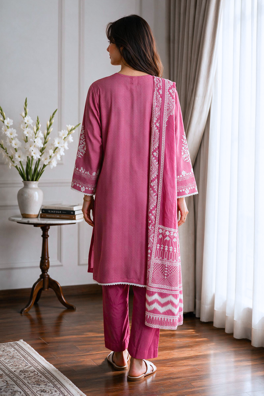 Embroidered Kurta Dupatta Trouser - 2526