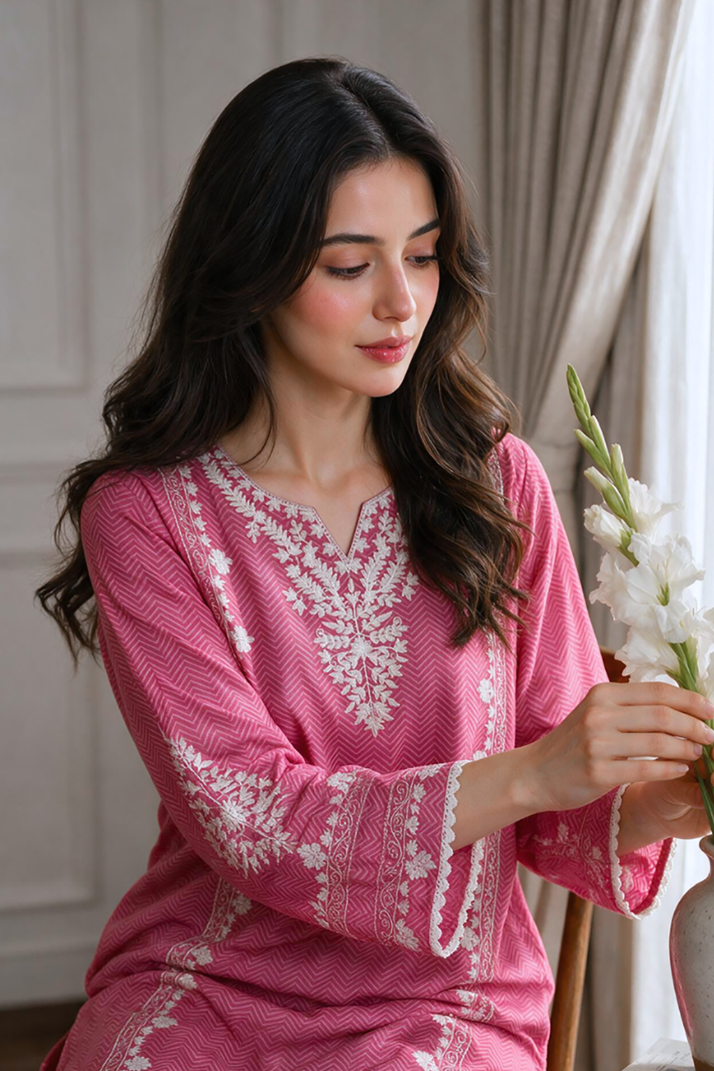 Embroidered Kurta Dupatta Trouser - 2526