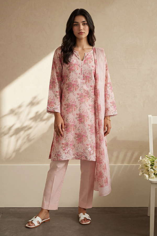 Embroidered Kurta Dupatta Trouser - 2528